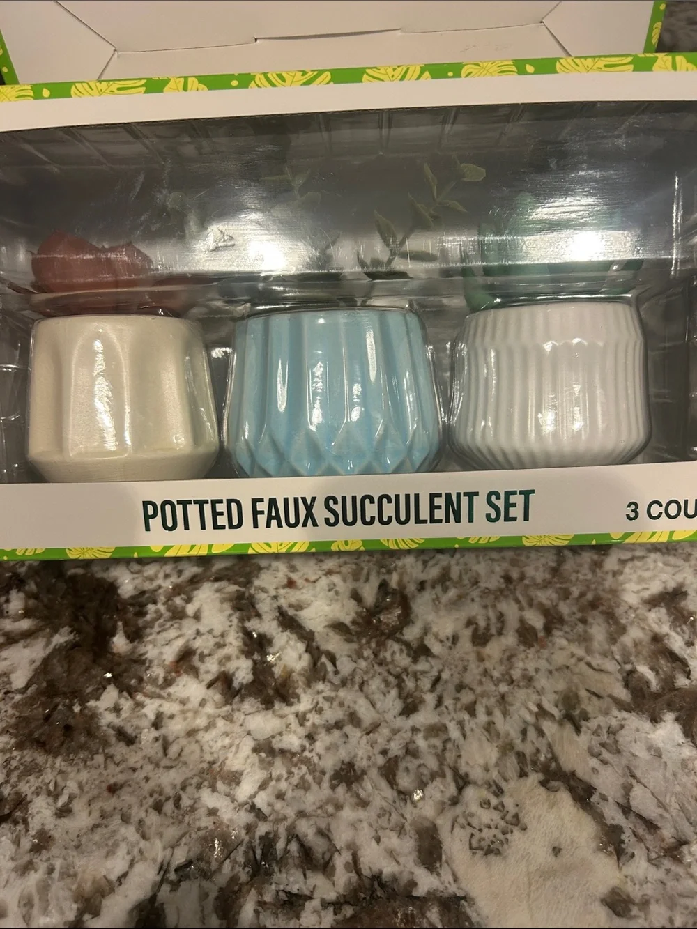 FESTIVE VOICE POTTED FAUX SUCCULENT SET LOT OF 3 NWY